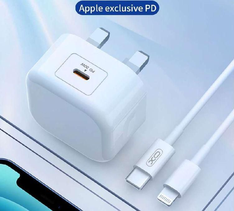 XO L-88 iPhone PD 20W Quick Charger SUIT with Type-C / Lightning Cable - White