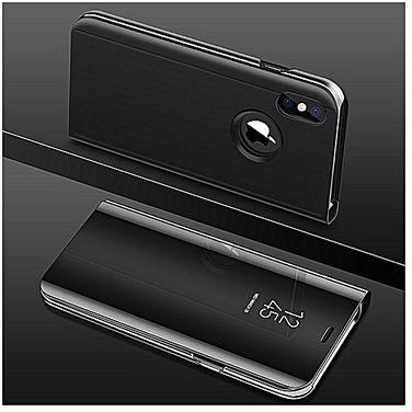 Generic for iPhone 8 phone case Luxury Clear View Smart Mirror Phone Case Flip Stand-Black#1