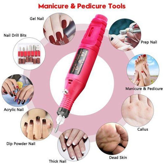 Pedicure&Manicure Variable Speed Rotary Detail Carver Nail Deep Drill Bits Tool Set