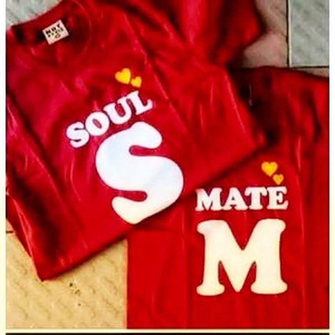 Soul Mate Quality Couple Round Neck Printed Polo T-Shirt