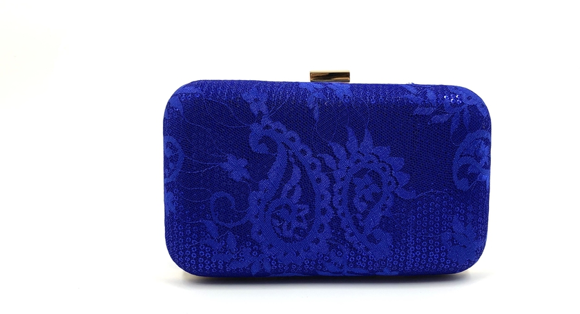 ELEVATE handmade lace sequin clutch for wedding reception bag party bag (Blue)