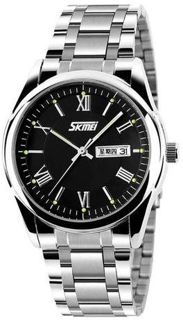 Skmei 9056 Stainless Steel Watch With Black Dial And Days With Date