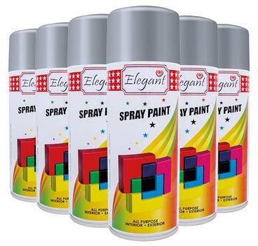 6 Piece Spray Paint Set Chrome Silver 400ml