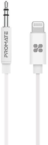 Promate Apple MFi Certified 3.5mm Lightning AUX Cable, Premium 1m Stereo Audio Cable