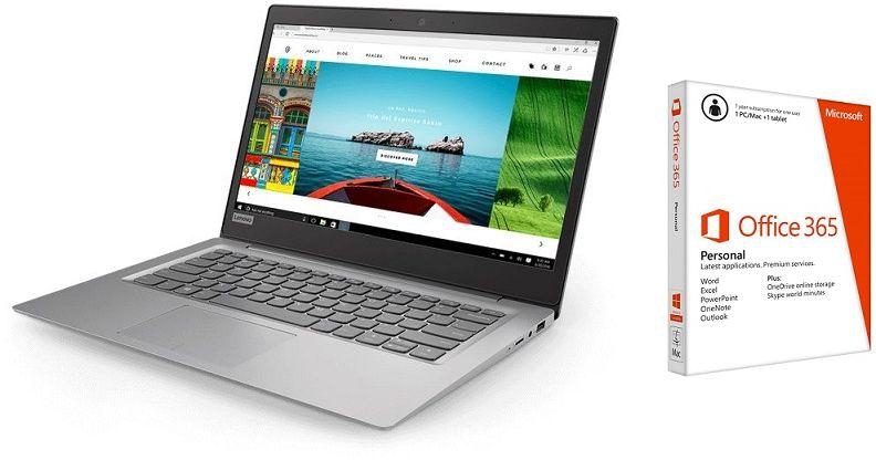 Lenovo IdeaPad 120S Laptop - Intel Celeron N3350, 14-Inch HD, 32GB, 4GB, Eng-Arb-KB, Windows 10 with Office 365 Personal,  Gray