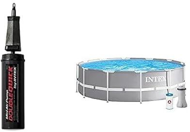 مجموعة تحوي منفاخ هواء يدوي 69613 من انتيكس + حمام سباحة باطار موشور قابل للطي موديل 26716 من انتيكس، مقاس 366 × 99 سم- عدد 13 قطعة