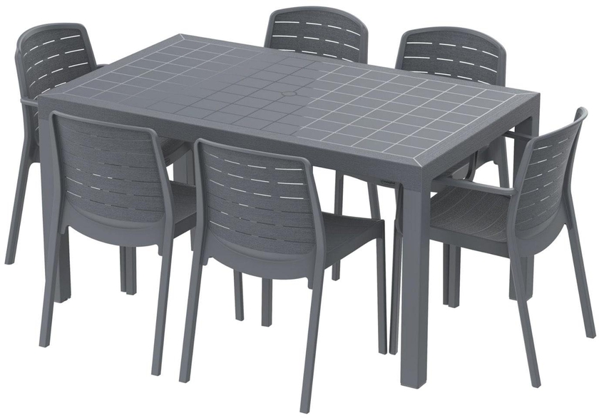 Cosmoplast Cedargrain 6-Seater Dining Set Grey