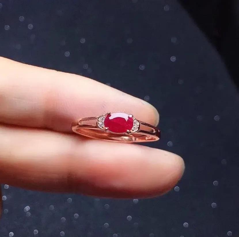 Fashion Accessories  Women Jewelry  Rings  Red Super Beautiful 50 Points Natural Ruby Ring for Women S925 Sterling Silver Fashionable Live Mouth Exquisite Opening Adjustable Ring
