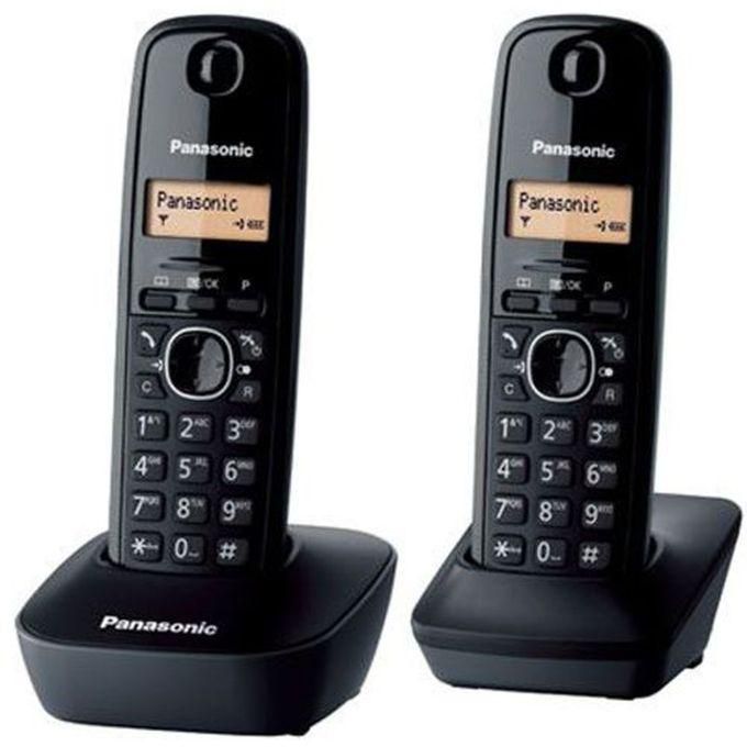 Panasonic KX-TG1612 - Cordless Phone Twin Pack - Black