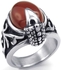 Trendy punk brown stone stainless steel ring size 8