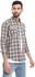 Pavone Plaid Pattern Regular FIT Cotton Shirt - Beige, Grey & Black