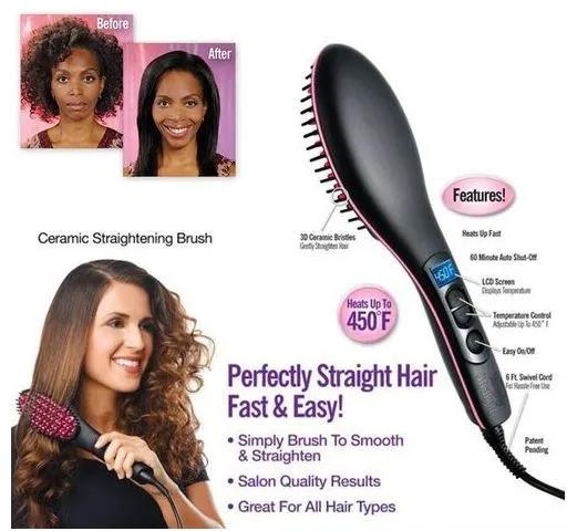 Ceramic Brush Hair Straightener Electric Comb