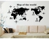 World Map Themed Wall Sticker Black 60x90cm