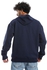 Pavone Solid Pattern Hoodie with Front Pocket - Navy