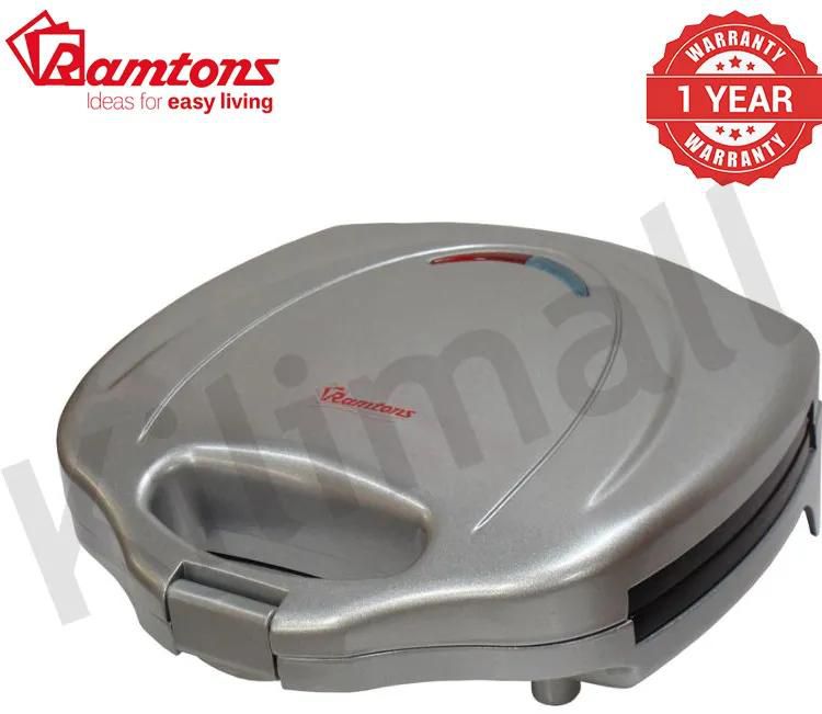 Ramtons  2 SLICE SANDWICH TOASTER SILVER- RM/114 4 slice triangular sandwich baking Non-stick coated plate for easier cleaning Thermoplastic exterior Easy to clean Saves on energy 