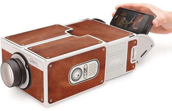 Mobile Phone Projector Portable Cinema Mini Cardboard Smartphone Projector Home Theatre For Android/ios Smartphone in Brown