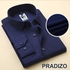 Pradizo Men's Corporate Formal Quality Office Plain Long Sleeve Navy Blue Shirt