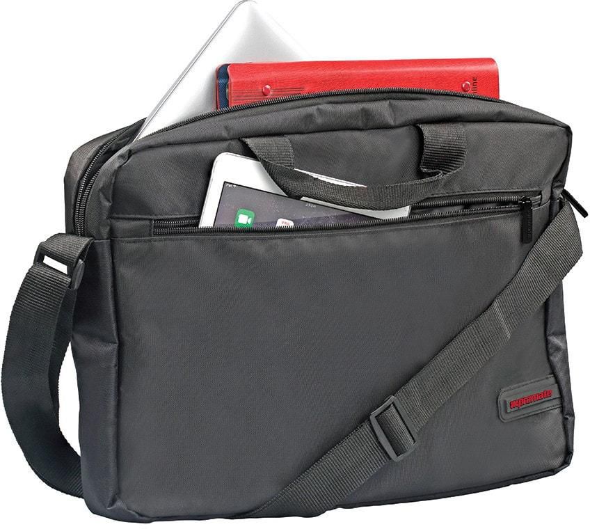 Promate Messenger Bag with Water-Resistance for 15.6-Inch Laptops, MacBook Pro, Asus, HP, Samsung, Gear-MB.Black