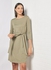 Casual Rayon Blend Three-Quarter Sleeve Knee length Belted Dress With Scoop Neck 105 Olive