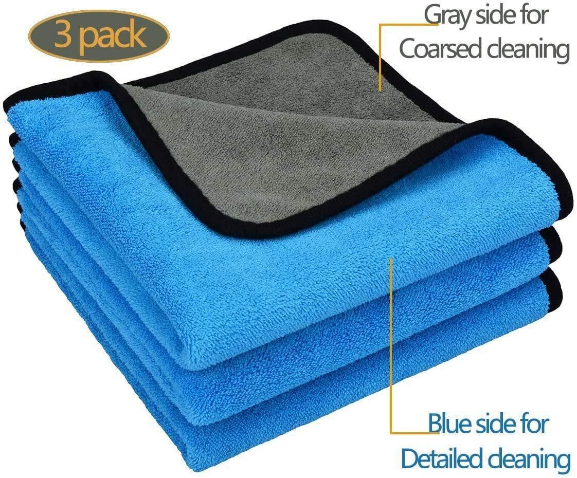 lavish 3PCS Car Drying Towel,Microfiber Cleaning Cloth for Car and House - Microfiber Cleaning Rags for Car, Glass, Stainless Steel, Table, Window Cleaning Cloth (Blue)