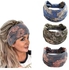 Duomama Boho Bandeau Headbands,  Wide Knot Hair Scarf Floral Printed Hair Band - 3-Pack Style B - Elastic Turban, Thick Head Wrap, Stretch Fabric Cotton Headbands - Fashionable Hair Accessories