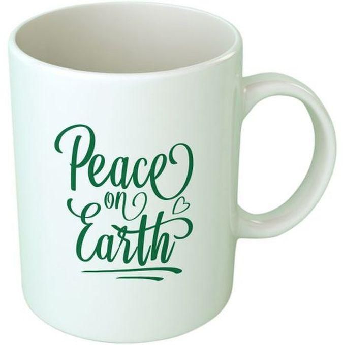 Peace On Earth Ceramic Mug - White/Green
