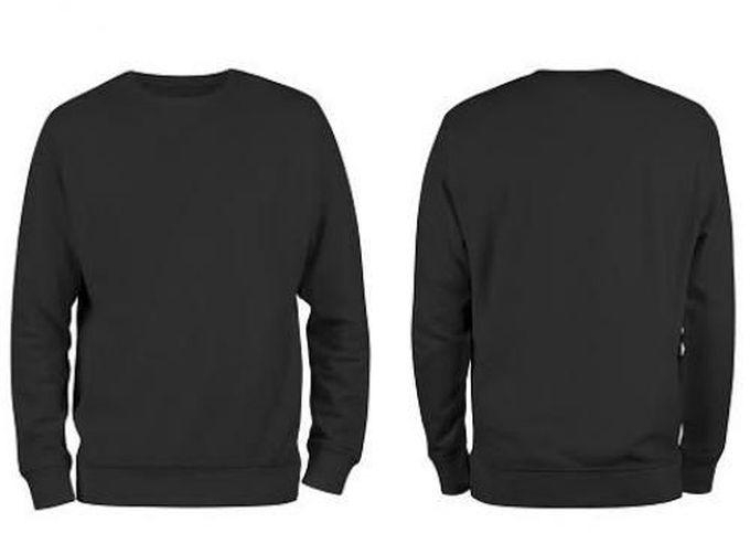 Plain Round-Neck Sweatshirt [Black]