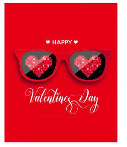 Pinak Happy Valentin's Day Glasses Card - Red and Black