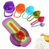 Measuring Cup and Spoon Set- Stackable Colorful Plastic for Kitchen Baking tools (6pcs Random Color)