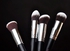 Synthetic Kabuki 4pcs  Makeup Brush Set Foundation Blending Blush Eyeliner Kit – Silver