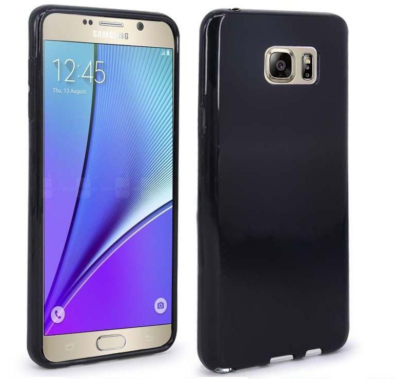 Matte TPU Case / Cover with Screen Protector for Samsung Galaxy Note 5 - Black