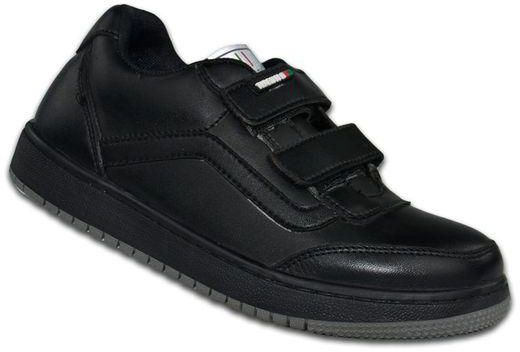 Tirenti Boy's Black Leather Flat Shoes For School