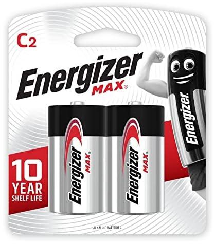 Energizer Max Battery, Size C Max, Pack of 2 Blister Card -2 حجر وسط
