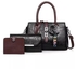 3 Set Women's Exquisite Leather Fashion Handbag - Black