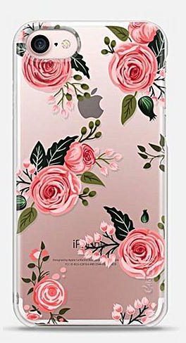 Generic Apple iPhone 7 Plus (5.5' inch) Pink Floral Flowers Soft Silicone Transparent Cover