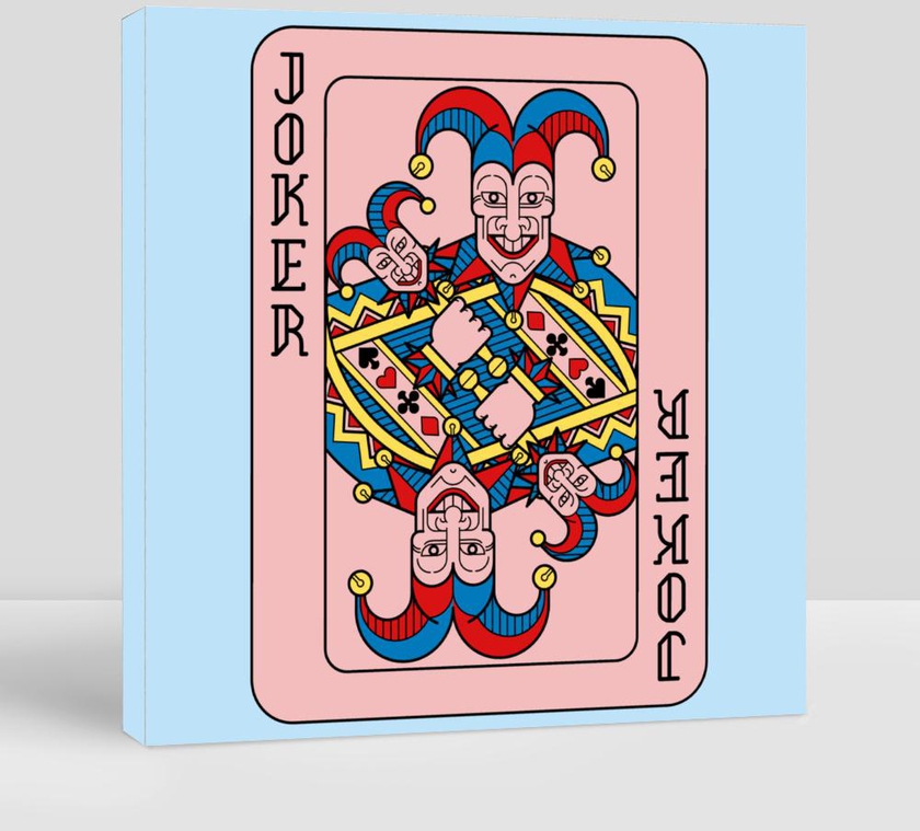 A Playing Card Joker in Yellow, Red, Blue and Black