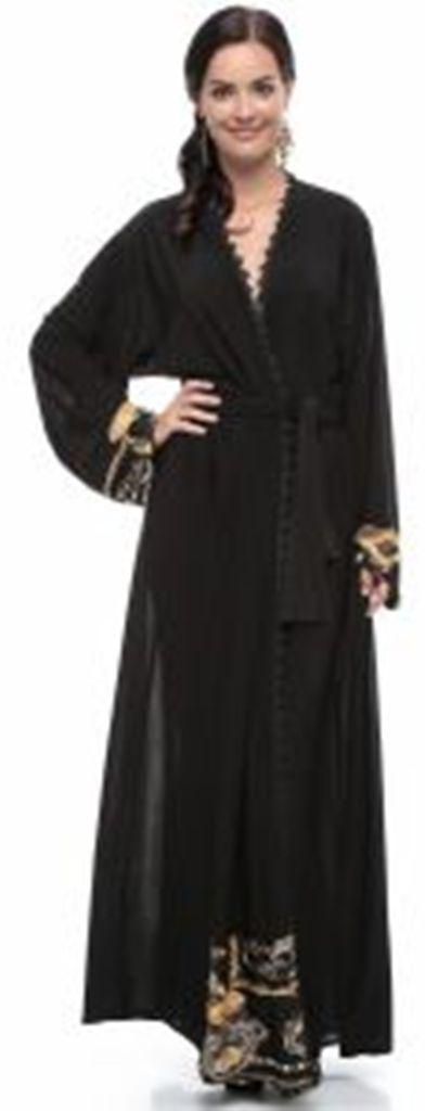 Regular Fit Long Sleeves Abaya For Women Large Black