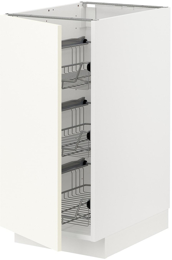 METOD Base cabinet with wire baskets - white/Vallstena white 40x60 cm