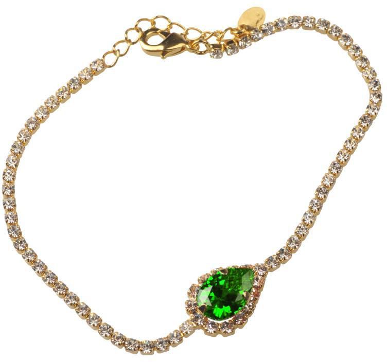 Green Zircon 16K Gold Crystal Chain Diamond Jewelry Set with Necklace/Earrings/Bracelets/Rings