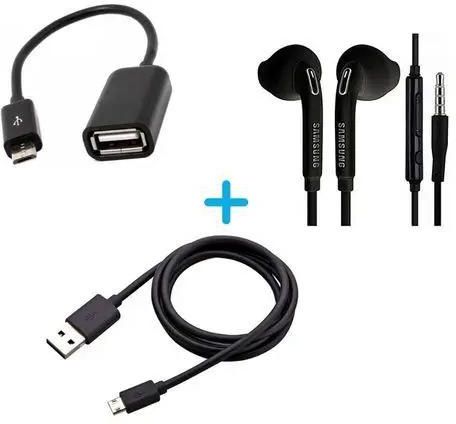 OTG Cable Adapter + Free  USB Data Cable + Free High Quality Earphones