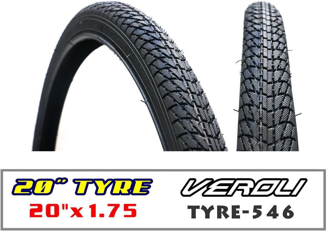 Veroli Bicycle Tire Size 20" X 1.75 - 546 (Black)