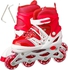 Power Superb Adjustable Roller Skate Shoes LED Light Single Row Wheels, Red/White