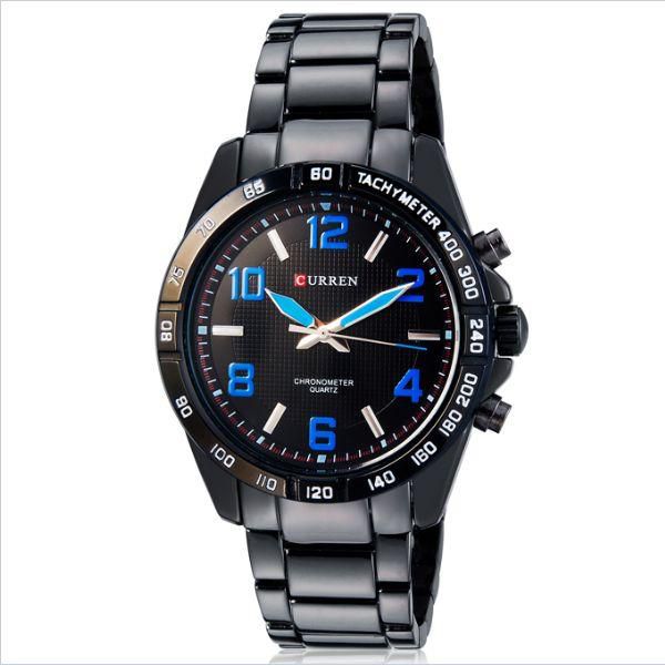 Curren Men's Black Dial Stainless Steel Band Watch [M8107BBL]