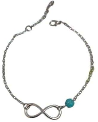Anklet with a marker of the end for fascination feet silver color With turquoise beads No 586 - 4