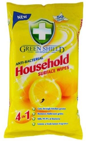 Green Shield Anti Bacterial Household Surface Wipes - 50's