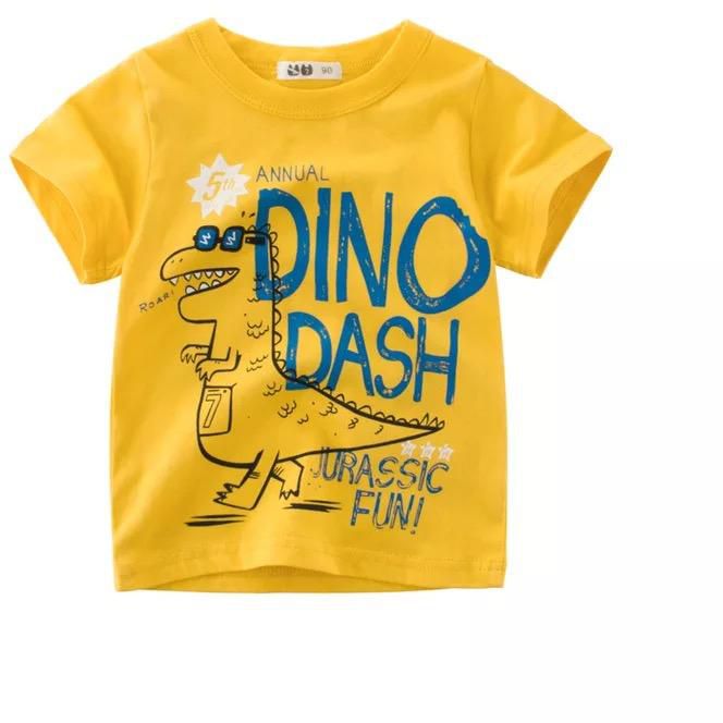 Koolkidzstore DINO Dash Printed T-Shirts For Boys 2-10Y (Yellow)