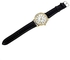HONHX Bling Gold Crystal Women Luxury Leather Strap Quartz Wrist Watch Black&White