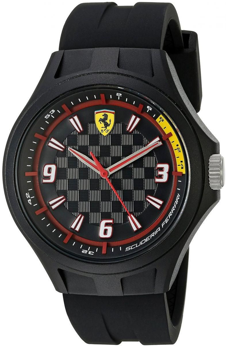 Ferrari Scuderia Pit Crew Men's Black Dial Silicone Band Watch - 830278