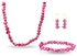 Vera Perla 10K Light Fuchsia Pearls Elastic Bracelet Jewelry Set - 3 Pieces