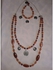 Generic Agate Double Row Coin Necklace and Bracelet Set - Red & Brown
